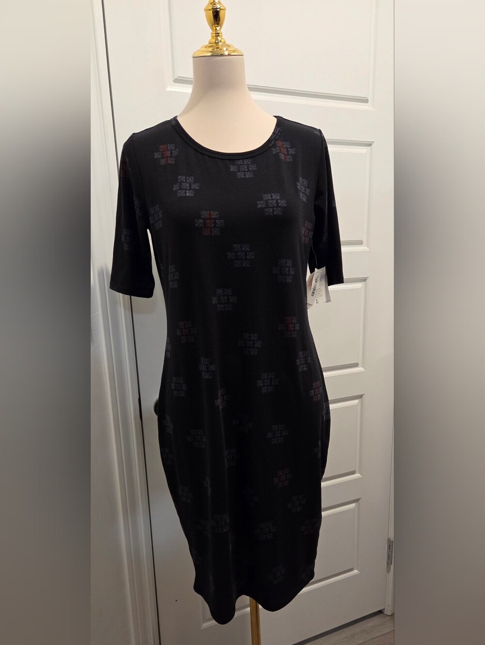 NWT LuLaRoe Dress Bundle Size Large Gray / Black Geometric Red Floral - Picture 7 of 13